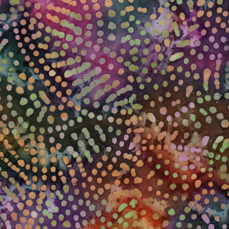 by the Half Yard Rainbow Dots Dreamcatcher Batik from Textile Creations 44 Wide