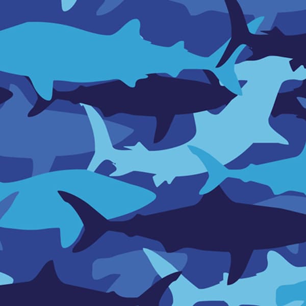 Sharks, from the Wildlife Collection, by David Textiles, 44" wide - by the Half Yard
