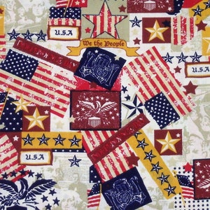 Red White Blue Star Spangle Flag Poly Cotton Fabric 44"W BTY Craft Decor Red White Blue Star Spangle Flag Poly Cotton Fabric 44"W BTY Craft Decor