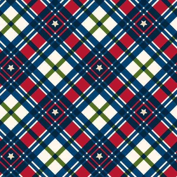 Red White & Blue Plaid, from the Kick Off Your Boots Collection, by Barbara Eikmeier, for Paintbrush Studios, 44" Wide - by the Half Yard