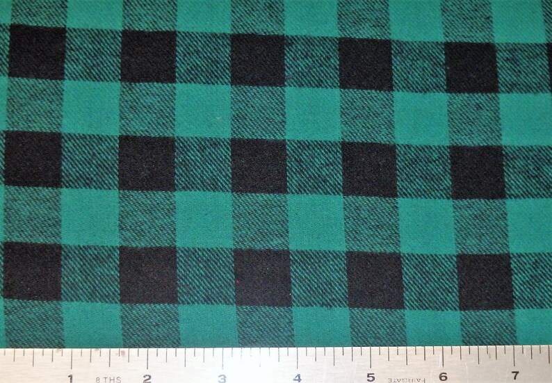 Green Buffalo Plaid YarnDyed Flannel Fabric 3/4 Check Etsy