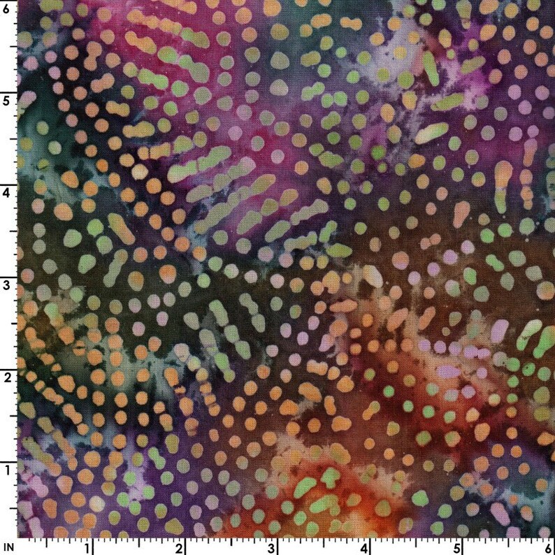 by the Half Yard Rainbow Dots Dreamcatcher Batik from Textile Creations 44 Wide