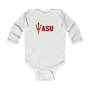 ASUベビーロンパース｜アリゾナ州立大学ベビーボディスーツ｜未来のサンデビルズベビー服｜ASU幼児用長袖｜大学ベビーギフト｜試合観戦ベビー
