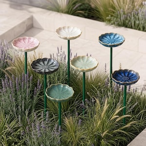 Ceramic Bee Watering Station, Flower Garden Stake, Pollinator Water Dish, Bee Bath Gift