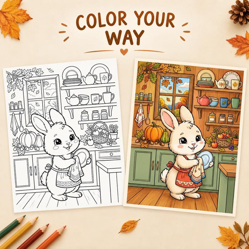 Cute Fall Coloring Pages Printable | Simple Autumn Coloring PDF | Kids ...