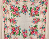 SALE VINTAGE Russian shawl fringe Chic Mantón wool Babushka chale russe platok Large scarf. Wedding roses shawl flower scarves foulard russe