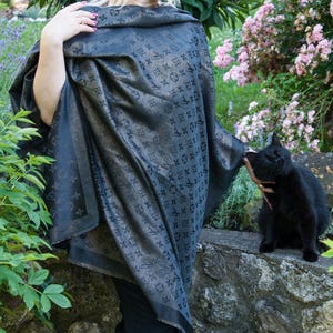 Vintage Louis Vuitton PARIS Monogram Shine Stole Shawl Authentic black High fashion chale Stylish Luxury accessory. Gift for Her Preloved LV