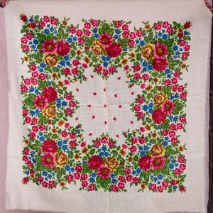 Vintage Oekraïense sjaal, bloemensjaal, babushka-hoofddoek, etnische volkskunst, bohostijl, cadeau voor haar Authentieke sjaal, cadeau-idee voor oma