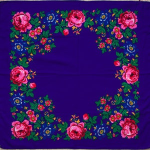Chal ucraniano, pañuelo floral, diadema, bufanda azul con rosas, pañuelo tradicional ucraniano, diferentes colores, regalo para mamá