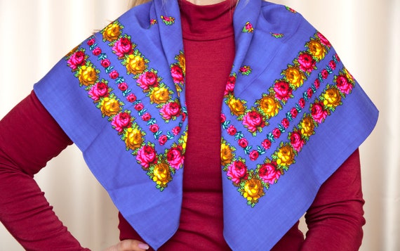 Shawl flowers kerchief collection. Woolen shawl U… - image 5