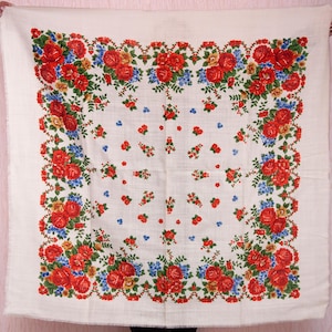Vintage Oekraïense sjaal, bloemensjaal, babushka-hoofddoek, etnische volkskunst, bohostijl, cadeau voor haar Authentieke sjaal, cadeau-idee voor oma