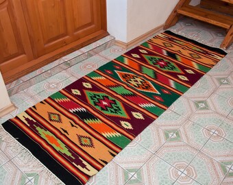 Alfombra Hutsul vintage, Kilim ucraniano antiguo, alfombra rústica étnica. Tapiz rural colorido de los Cárpatos.