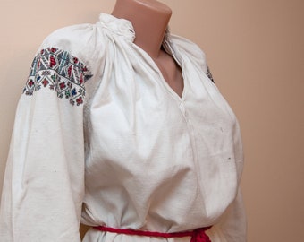 Vintage Antique shirt Dress Shirt hemp embroidery. Embroidered Vyshyvanka. Ukrainian women's Hemp Peasant Shirt, Traditional Ethnic sorochka