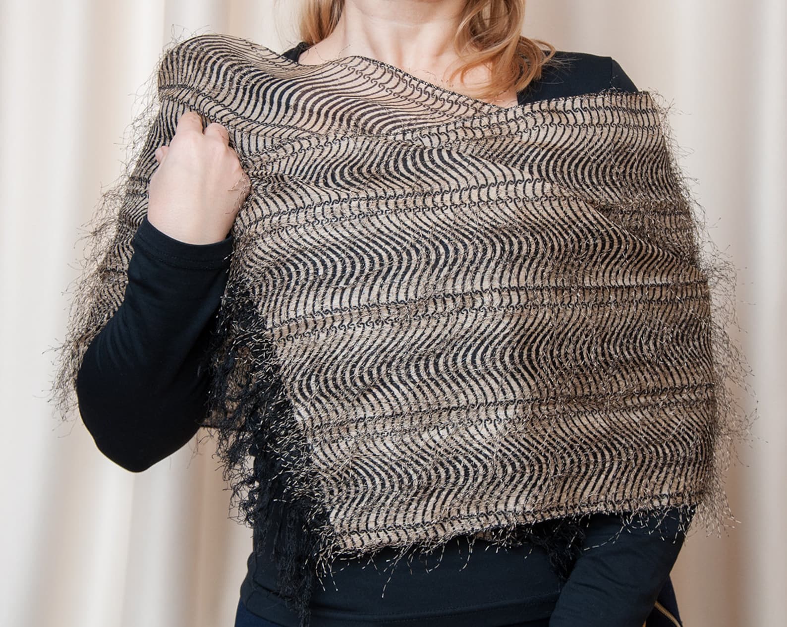 Set 3 Sciarpe Quadrate Donna - 60x60 Cm, Seta E Poliestere, Nero, Rosso, Bianco - Foto 7