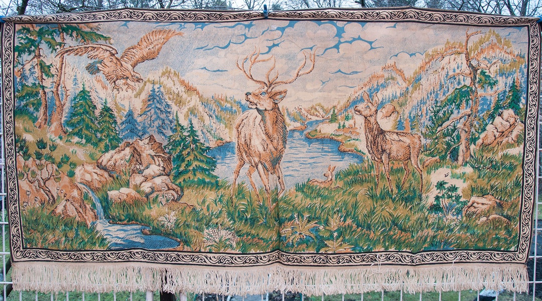 Antique Rare Cover Deer Carpet. USSR Soviet Wall Tapestry Hanging ...