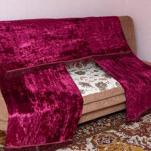 Vintage Plush Curtains. Crimson curtains. Velvet Room Divider, USSR Tapestry, plush fabric, rare antique curtains, vintage home decor