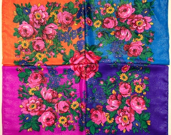 Ukrainian headscarf LUREX Babushka Traditional Mantón Hustka, Headband ウクライナのショール Chale foulard шаль Ukrainian headband