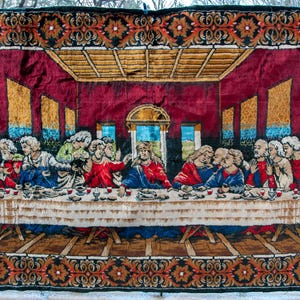 Vintage Last Supper Tapestry: Jesus Christ and the Apostles, Religious Wall Art