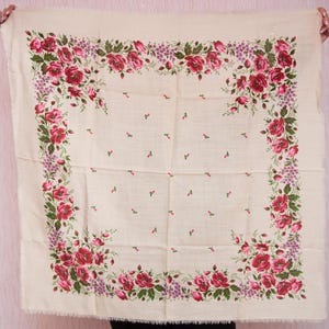 Vintage Oekraïense sjaal, bloemensjaal, babushka-hoofddoek, etnische volkskunst, bohostijl, cadeau voor haar Authentieke sjaal, cadeau-idee voor oma