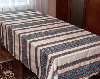 Ukrainian Traditional Embroidered Tablecloth, Holiday large tablecloth, gift for wife, kitchen farmhouse decor. Ukrainian Decoration