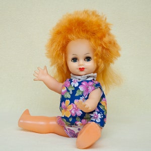 Boneca vintage, boneca ruiva ucraniana, boneca rara e antiga de menina ucraniana, boneca retrô colecionável antiga lyalka, presente para filha e meninas
