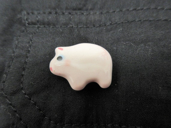 Porcelain Pig Button Cover & Pin Set of 2 Piggies… - image 9