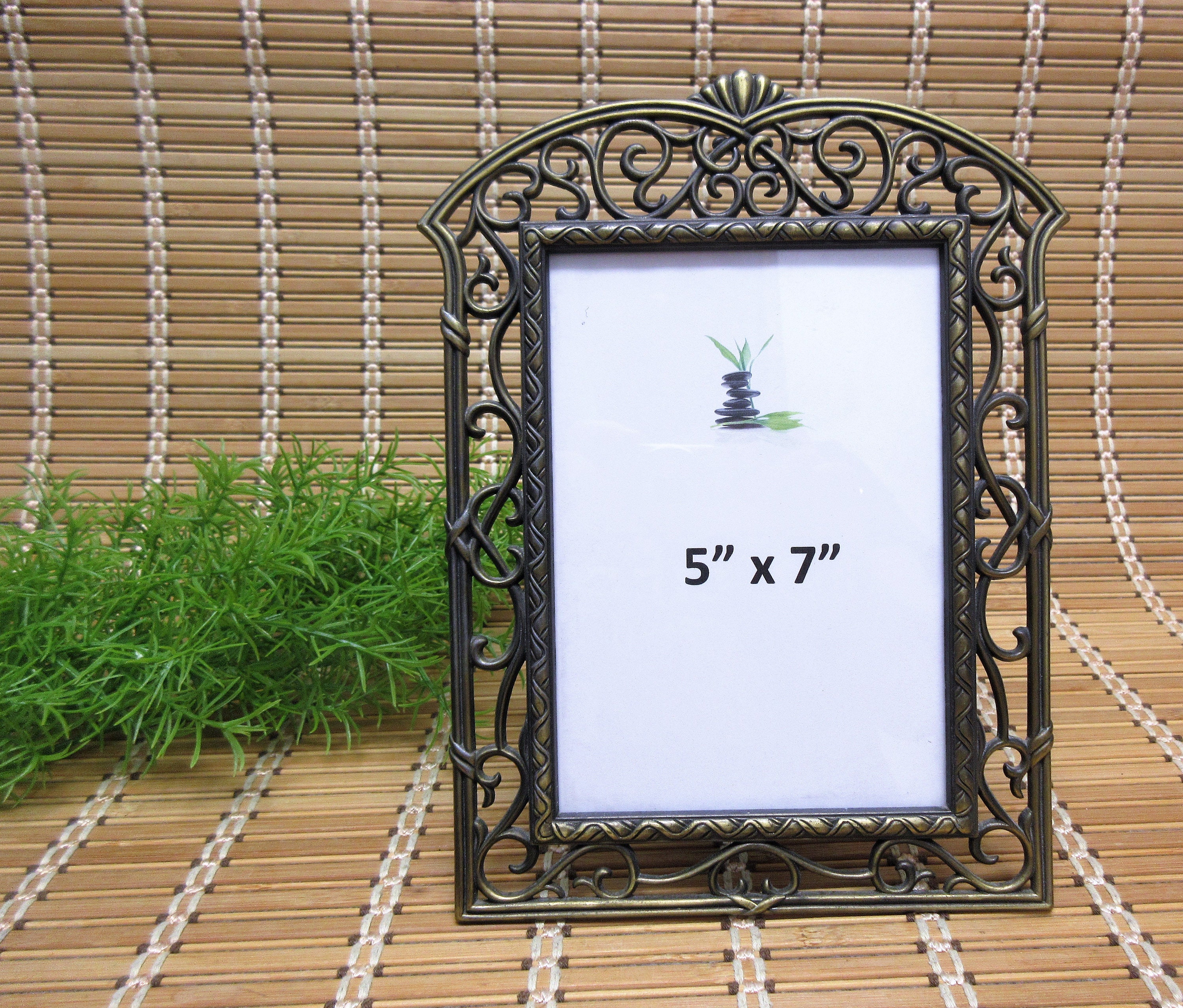 Bronze Table Top Picture Frame 5 x 7 Filigree Art Deco Style Etsy