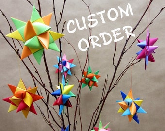 Custom Stars Ornaments Paper or Ribbon Stars MADE TO ORDER Create your own Custom Order for 3D or flat Garlands / German Froebel