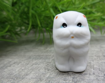 Cat Thimble Collectible White Porcelain Miniature Figurine Kitty Cats Lover Gift Idea Vintage FREE SHIPPING (1366)