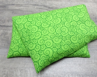 Corn Pillow Heating Pack Microwave Freezer Washable Removable Cover Microwaveable Green Swirls Nature Natural Whimsical READY TO SHIP (814)