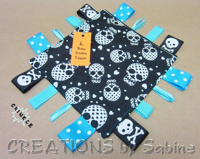 Baby Crinkle Taggie Toy Ribbon Sensory Tag Blanket Boy Etsy