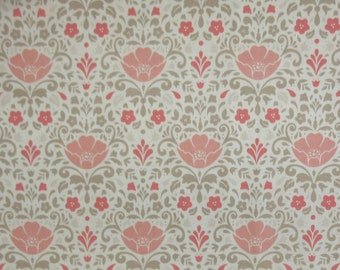 7+ yds Quilting Cotton Fabric Pale Pink Cream Beige Soft Tone Floral Ornamental Posy & Vine Olive + Piper FREE SHIPPING (257)