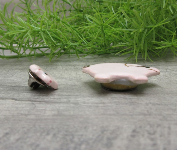 Porcelain Pig Button Cover & Pin Set of 2 Piggies… - image 6