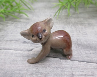 Miniature Koala Bear Porcelain Figurine Brown Australian Collectible Gift Idea Vintage (1585)