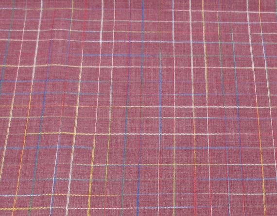3+ Yds Fabric Mauve Multicolor Plaid Polyester Blend 45 In Wide Lightweight (267)