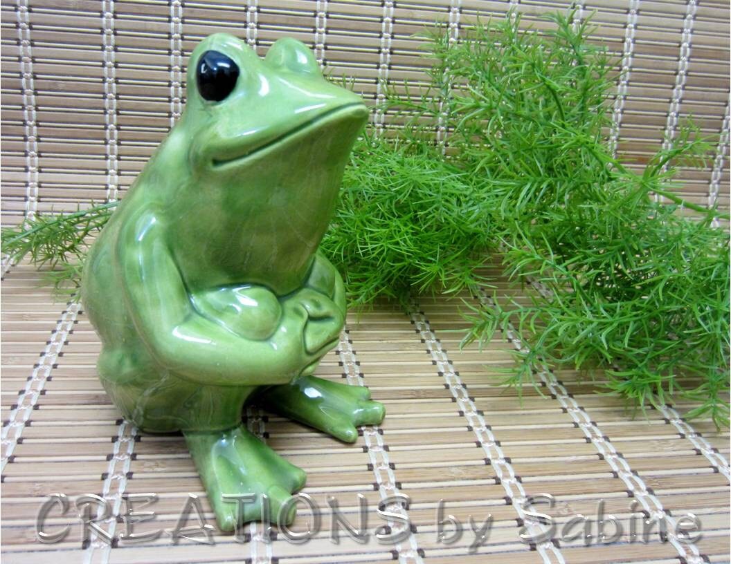 Vintage Ceramic Frog Figurine / Glazed Cute Friendly Sweet Etsy