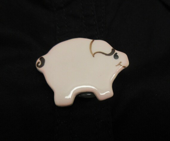 Porcelain Pig Button Cover & Pin Set of 2 Piggies… - image 8
