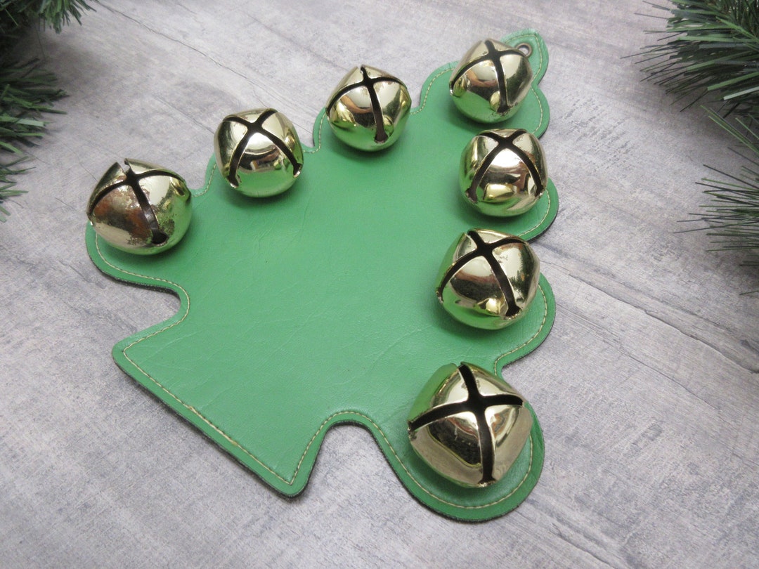 Jingle Bells Door Hanger Green Christmas Tree Faux Leather Etsy