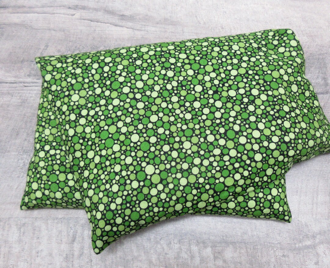 Corn Heat Pack Microwave Pillow Washable Cover Green Bubbles Dots