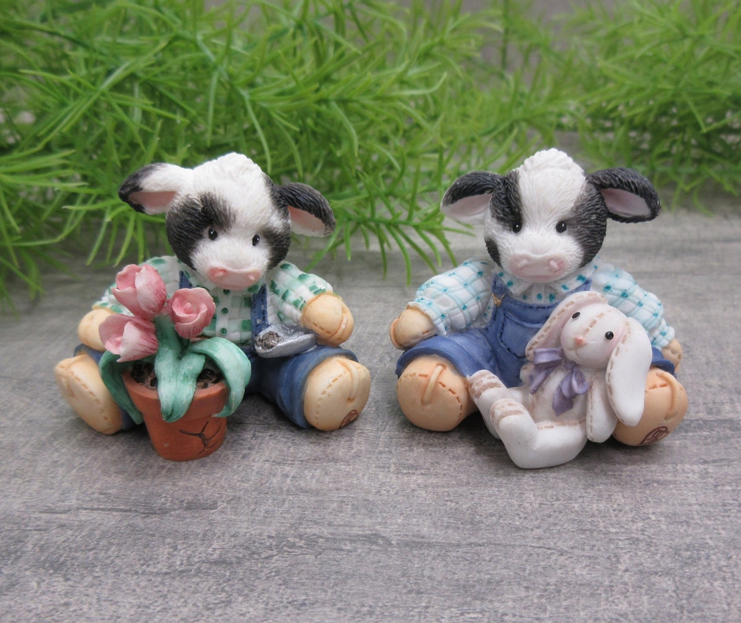 Mary's Moo Moos Figurine 1994 Cow Boy Flower Pot Bloom Where You Are ...