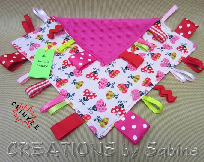 Baby Tag Blanket Taggie Sensory Toy Ribbon Blanket Lovie Etsy