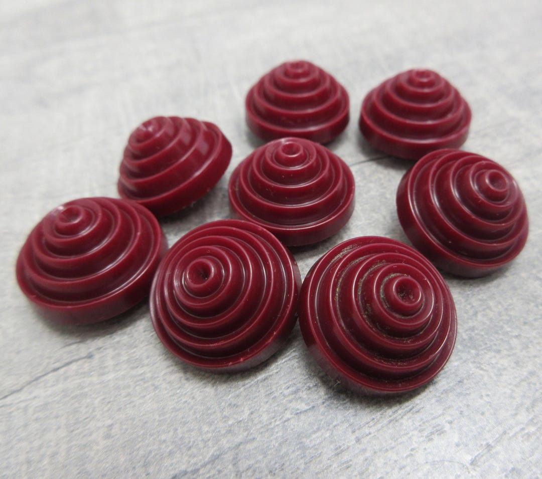 Lot of 8 Cone Shaped Shank Buttons Dark Red Burgundy 3/4 Inch Round ...