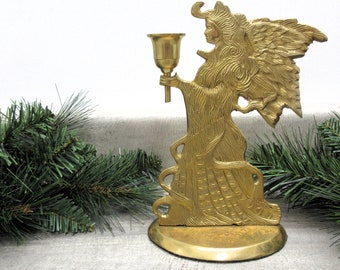 Jainson Brass Angel Candlestick Candle Holder 8.5 Inches Rare Edition Flat With Removable Holder Made In India Vintage FREE SHIPPING (1551)