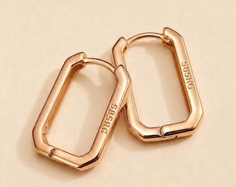 Vintage Rose Gold Earrings Gold Hoop Earrings Gold Plated Women’s Jewelry Minimalist Earrings Elegant Gift For Her Birthday Bridal Earrings
