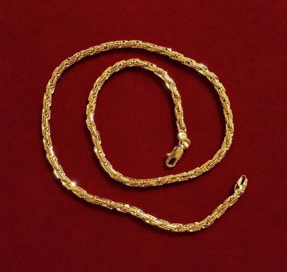 Vintage necklace Italian Byzantine chain 18k yellow gold plated gift for him birthday gift for her unisex jewelry gold statement necklace