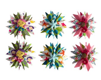 6 Pack Ocean-Themed Dog Bows for Groomers | Grosgrain Ribbon with Resin Embellishment | Pinwheel Collar Bow