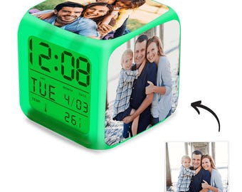Personalized Colorful Lights Multi-Photo Alarm Clock For Bedroom