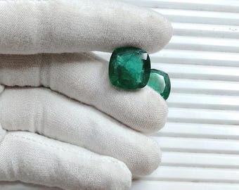 Im Labor gezüchteter Smaragd, Kissenschliff, Sambisches Grün, Schmuckherstellungspaar
