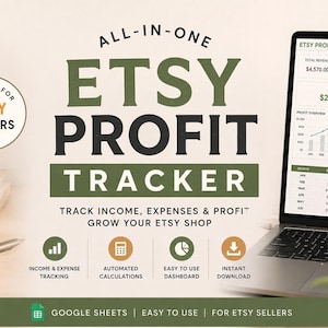 Etsy Income Tracker Spreadsheet | Automated Profit & Expense Tracking Dashboard