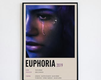 Op euforie geïnspireerde poster, tienerdramakunst aan de muur, paars decor (digitale download)